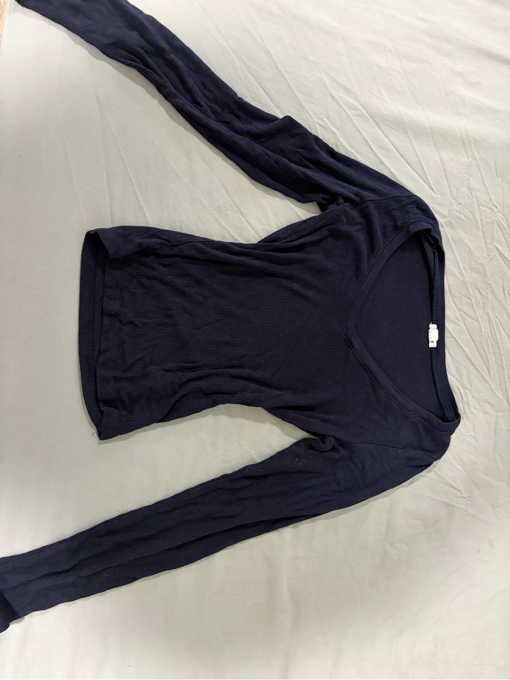 Garage Navy Long-Sleeve V-Neck Knit Top